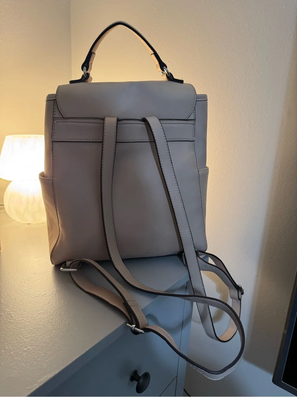 Nine West Taupe-Gray Convertible Top-Handle Backpack